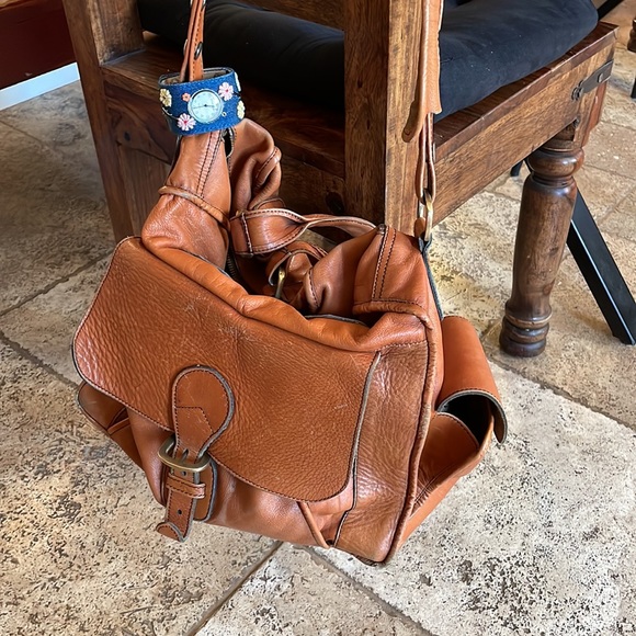 LILIAN VERNON vintage 70style adjustabl cuff wrist watch.Floral Embroidery denim - Picture 3 of 8